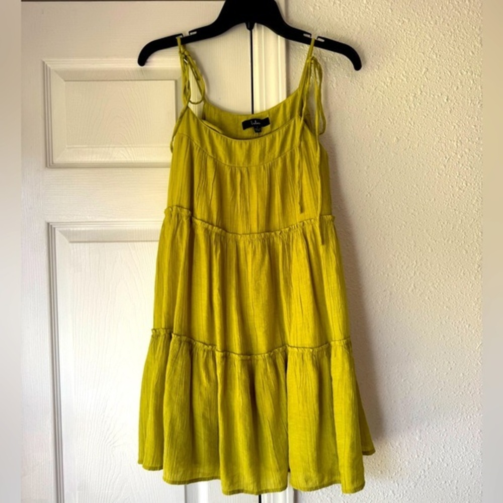 Lulu's Lime Green Tie-Strap Tiered Babydoll Dress S